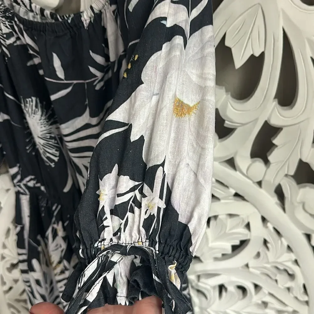 H&M Floral Linen Jumpsuit